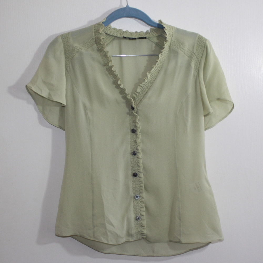 100% Silk Button Down Blouse - Picture 2 of 5